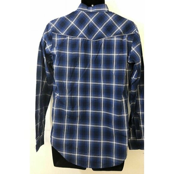 ZARA Man Denim Collection Blue Slim Plaid Shirt M - Picture 4 of 6